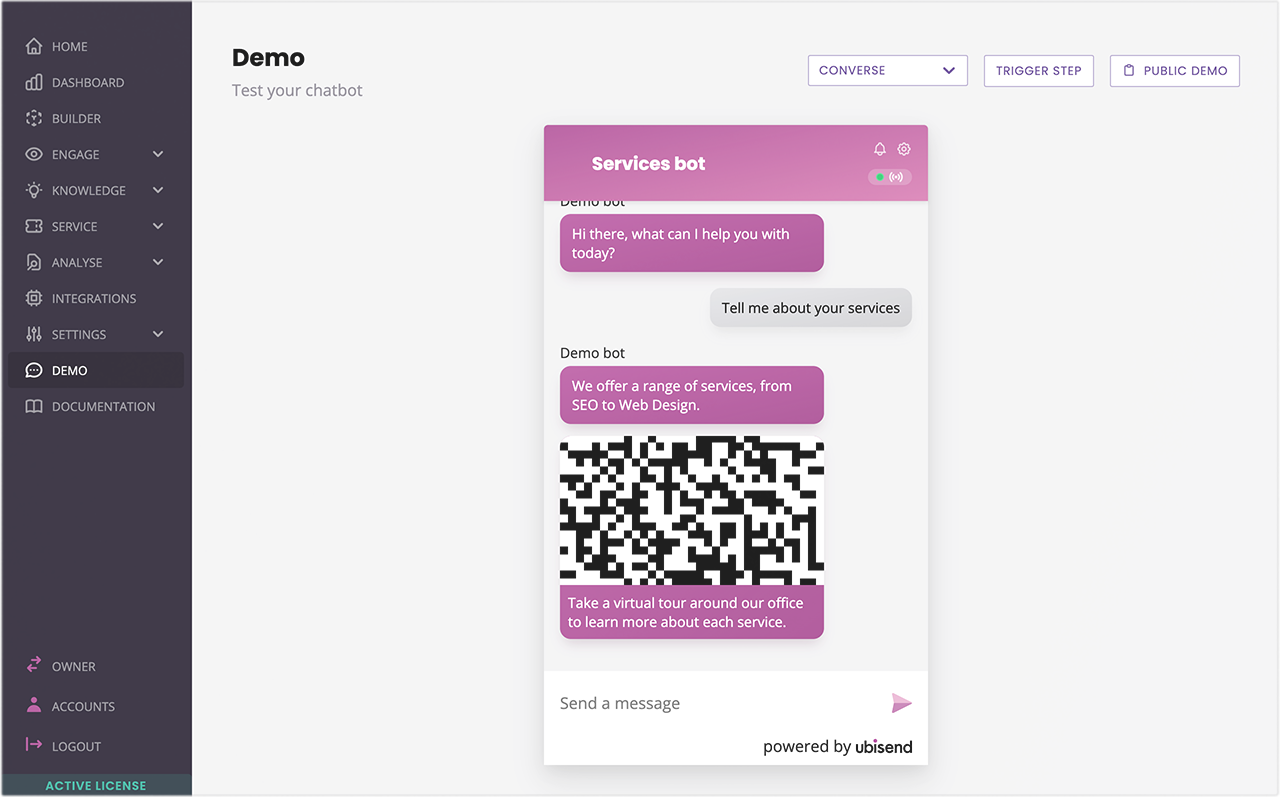 Use QR codes inside your chatbot experience